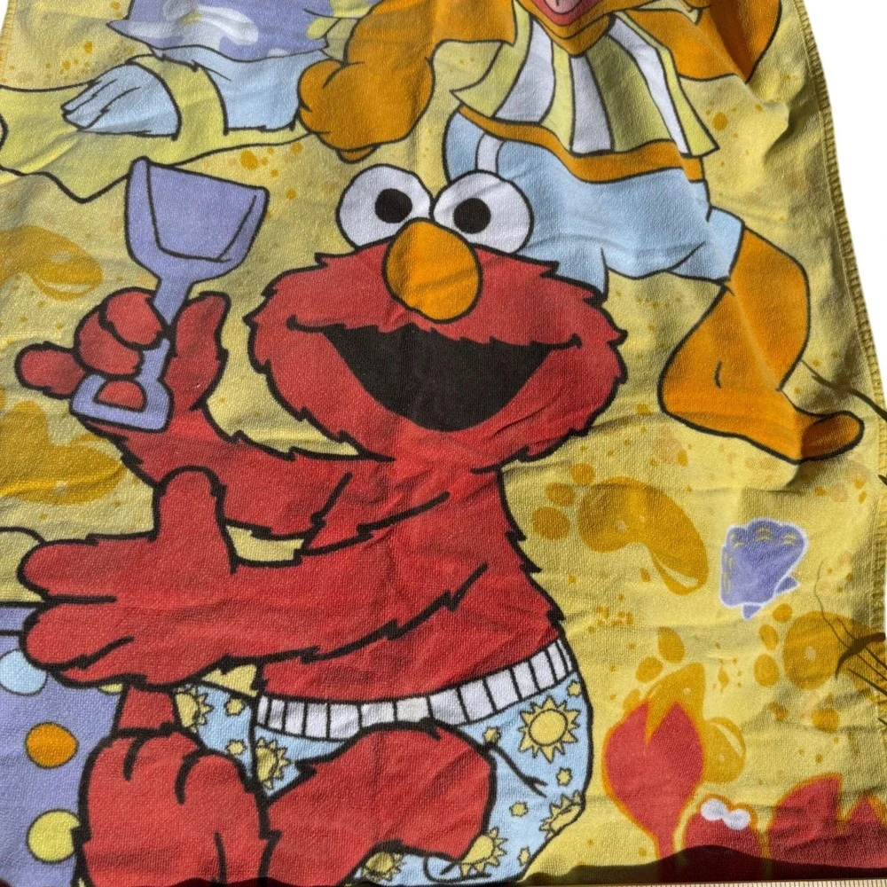 Vintage 1999 Sesame Street Beach Towel Elmo Cookie Monster Ernie 43x22 Kidcore